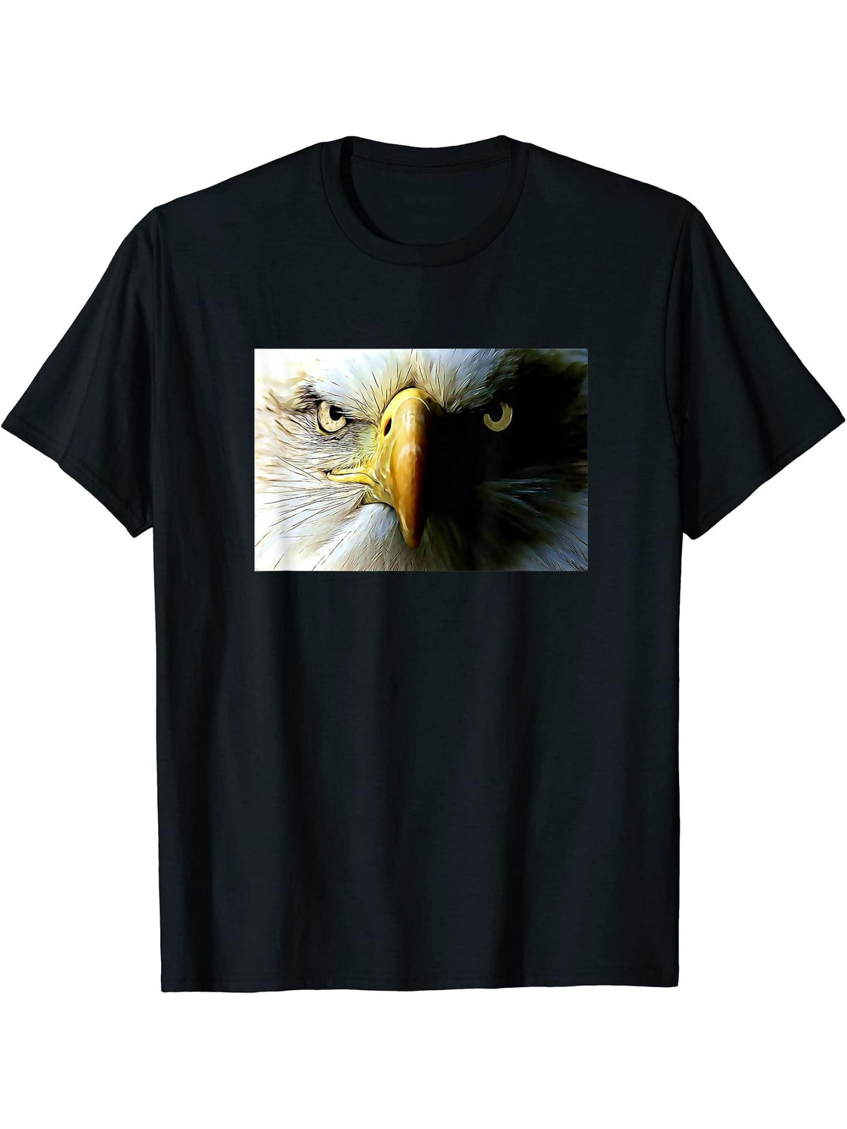 Bald Eagle T-Shirt 180G 100% Cotton Printed Round Neck Short-Sleeve T-Shirt, Gifts for Men Dad Husband Grandpa, S-XXXL, Black
