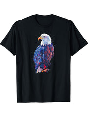 American Bald Eagle, American Flag, Cool T-Shirt 180G 100% Cotton Printed Round Neck Short-Sleeve T-Shirt, Gifts for Men Dad Husband Grandpa, S-XXXL, Black