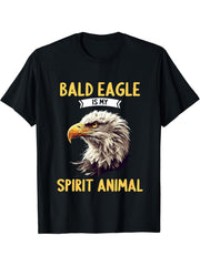 Bald Eagles Bald Eagle is my spirit animal T-Shirt 180G 100% Cotton Printed Round Neck Short-Sleeve T-Shirt, Gifts for Men Dad Husband Grandpa, S-XXXL, Black