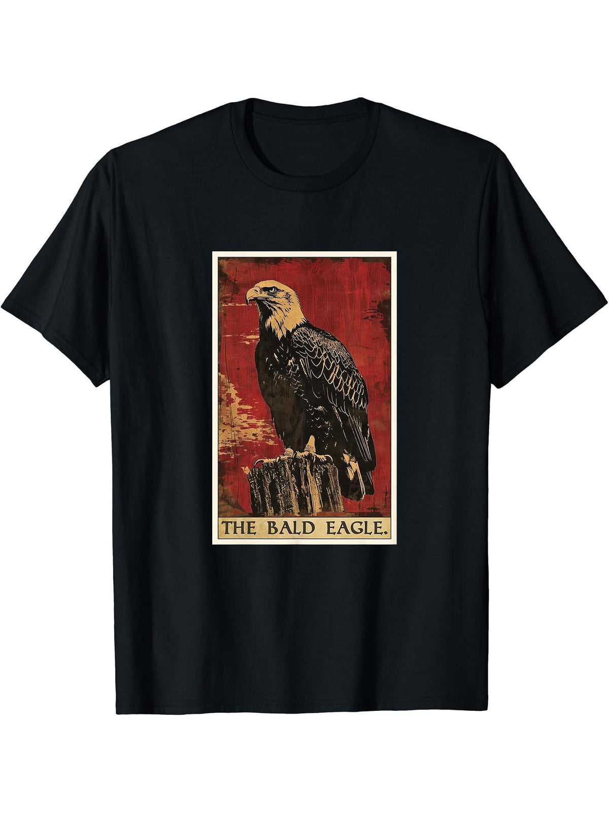 Bald Eagles Bald Eagle Tarot Card T-Shirt 180G 100% Cotton Printed Round Neck Short-Sleeve T-Shirt, Gifts for Men Dad Husband Grandpa, S-XXXL, Black