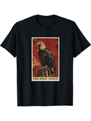 Bald Eagles Bald Eagle Tarot Card T-Shirt 180G 100% Cotton Printed Round Neck Short-Sleeve T-Shirt, Gifts for Men Dad Husband Grandpa, S-XXXL, Black