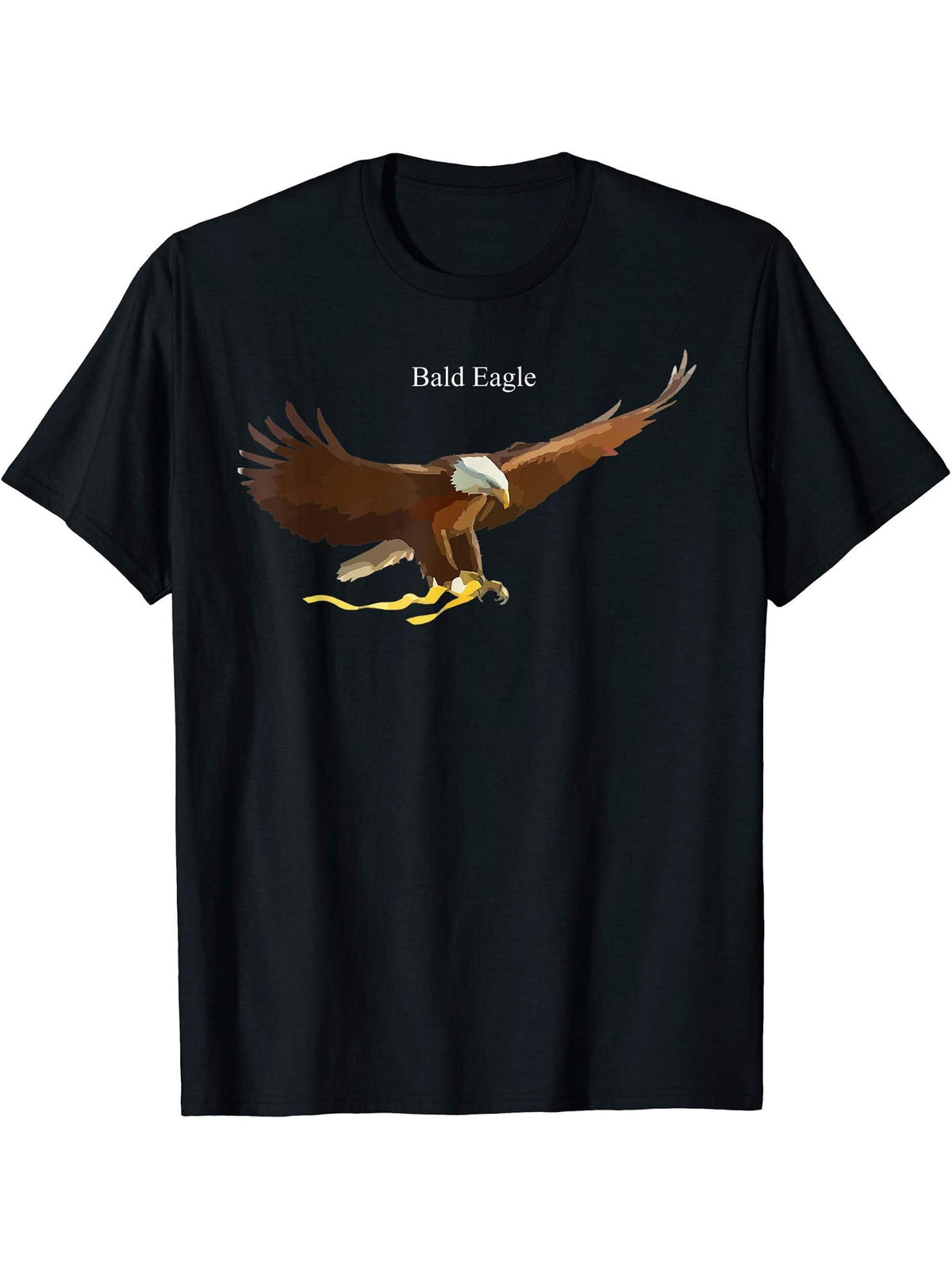 Flying Bald Eagle USA Patriotic 4th of July T-Shirt 180G 100% Cotton Printed Round Neck Short-Sleeve T-Shirt, Gifts for Men Dad Husband Grandpa, S-XXXL, Black