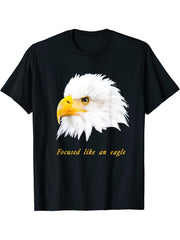 Gift Idea Eagle Photo Bald Eagle T-Shirt 180G 100% Cotton Printed Round Neck Short-Sleeve T-Shirt, Gifts for Men Dad Husband Grandpa, S-XXXL, Black