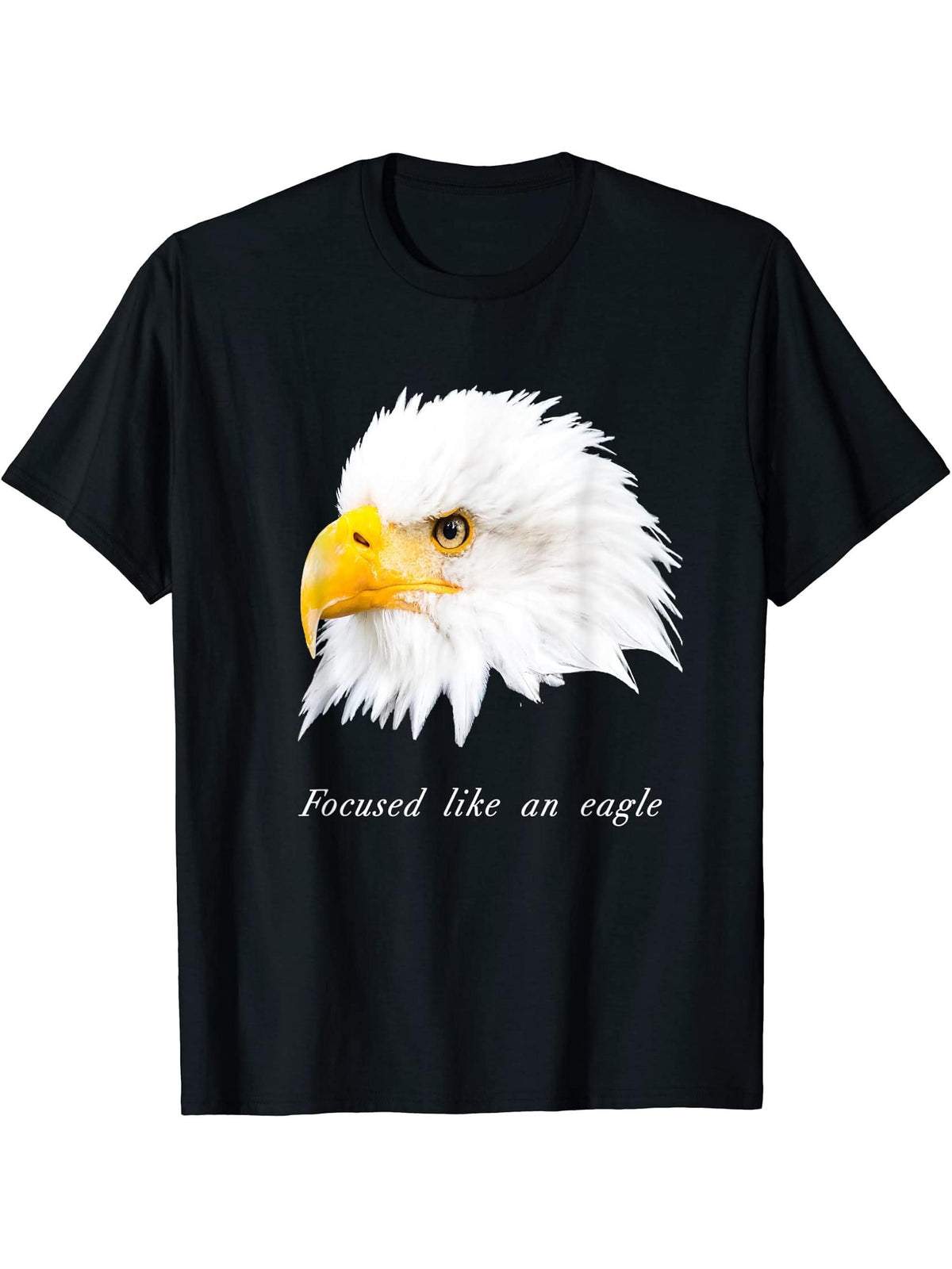 Gift Idea Eagle Photo Bald Eagle T-Shirt 180G 100% Cotton Printed Round Neck Short-Sleeve T-Shirt, Gifts for Men Dad Husband Grandpa, S-XXXL, Black
