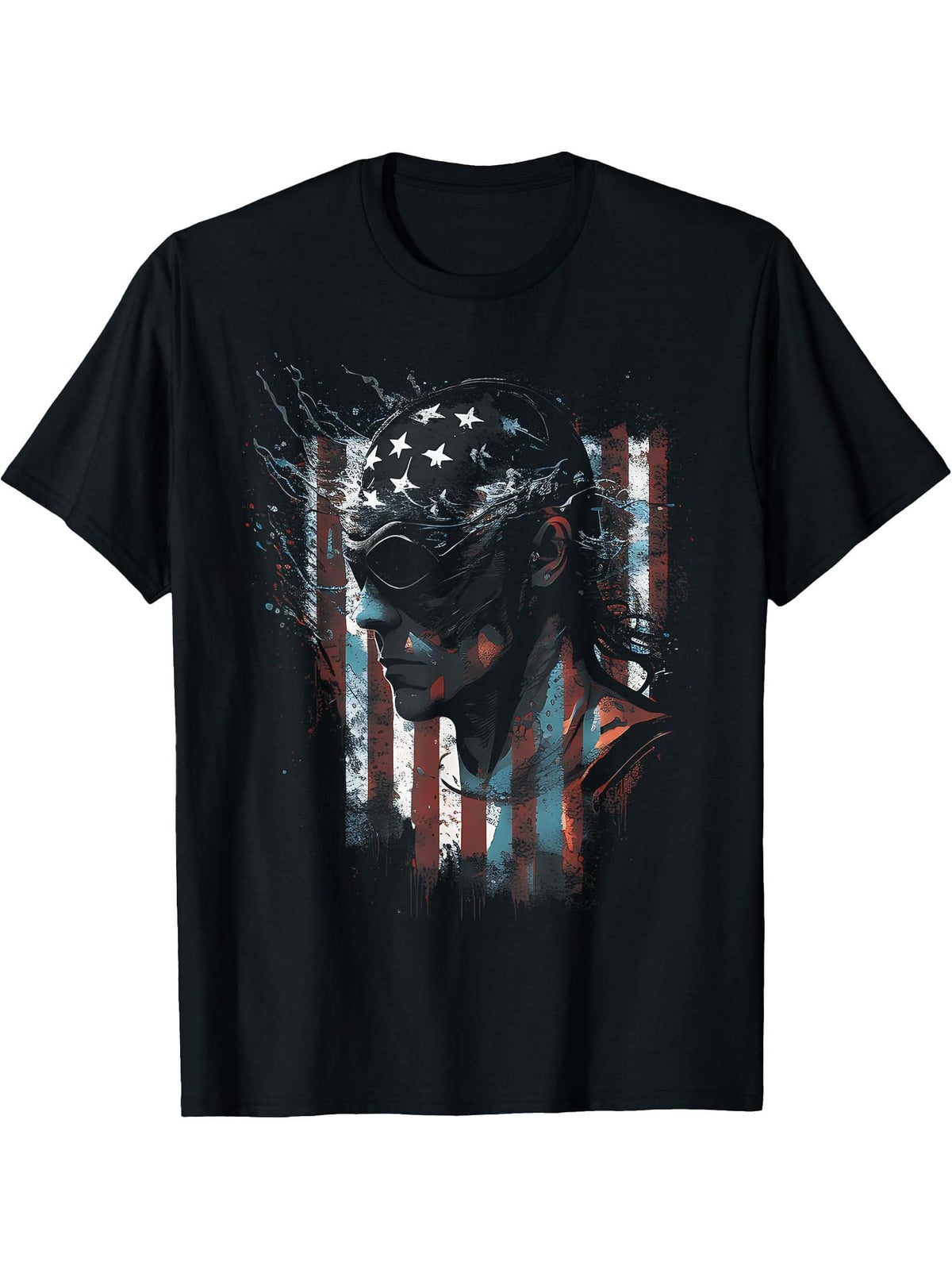 American Flag Patriotic Bald Eagle USA Pride Gift T-Shirt 180G 100% Cotton Printed Round Neck Short-Sleeve T-Shirt, Gifts for Men Dad Husband Grandpa, S-XXXL, Black