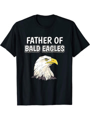 Mens Boys Eagle Dad Father's Day Father Of Bald Eagles T-Shirt 180G 100% Cotton Printed Round Neck Short-Sleeve T-Shirt, Gifts for Men Dad Husband Grandpa, S-XXXL, Black