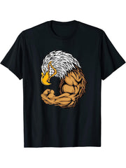 Bald eagle T-Shirt 180G 100% Cotton Printed Round Neck Short-Sleeve T-Shirt, Gifts for Men Dad Husband Grandpa, S-XXXL, Black