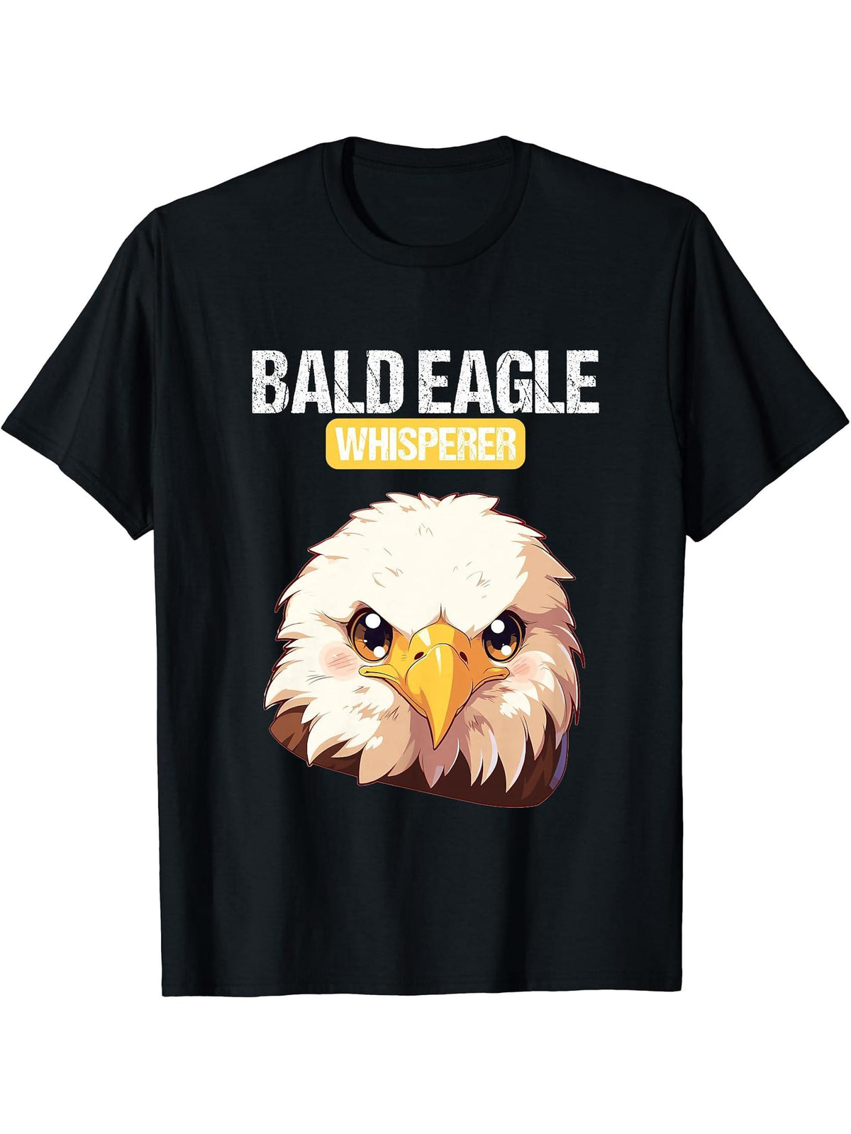 Bald Eagles Bald Eagle Whisperer T-Shirt 180G 100% Cotton Printed Round Neck Short-Sleeve T-Shirt, Gifts for Men Dad Husband Grandpa, S-XXXL, Black