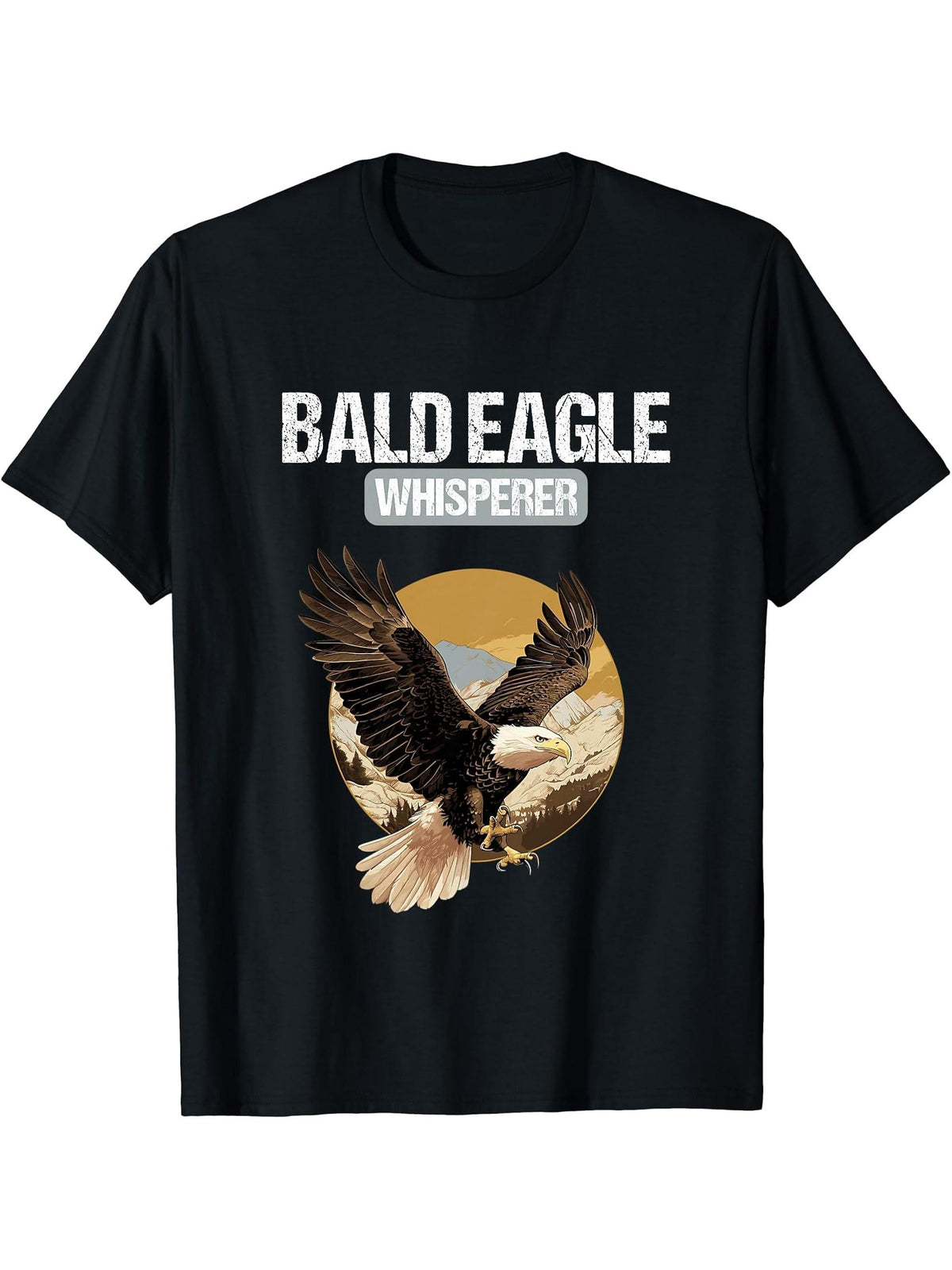 Bald Eagles Bald Eagle Whisperer T-Shirt 180G 100% Cotton Printed Round Neck Short-Sleeve T-Shirt, Gifts for Men Dad Husband Grandpa, S-XXXL, Black