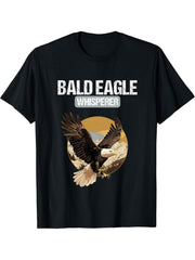 Bald Eagles Bald Eagle Whisperer T-Shirt 180G 100% Cotton Printed Round Neck Short-Sleeve T-Shirt, Gifts for Men Dad Husband Grandpa, S-XXXL, Black