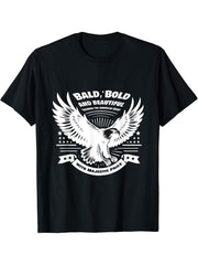 bald eagle, Soaring the American Skies with Majestic Pride. T-Shirt 180G 100% Cotton Printed Round Neck Short-Sleeve T-Shirt, Gifts for Men Dad Husband Grandpa, S-XXXL, Black