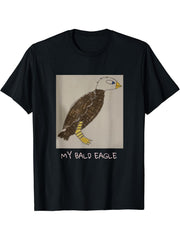 ORIGINAL ART MY BALD EAGLE T-Shirt T-Shirt 180G 100% Cotton Printed Round Neck Short-Sleeve T-Shirt, Gifts for Men Dad Husband Grandpa, S-XXXL, Black