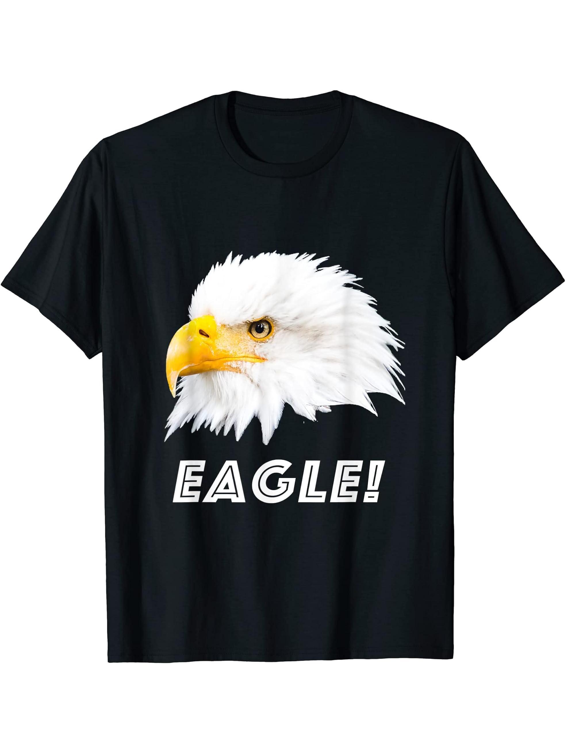 Gift Idea Eagle Photo Bald Eagle T-Shirt 180G 100% Cotton Printed Round Neck Short-Sleeve T-Shirt, Gifts for Men Dad Husband Grandpa, S-XXXL, Black