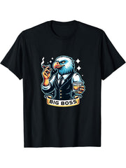 Bald Eagle Cigar And Whiskey T-Shirt 180G 100% Cotton Printed Round Neck Short-Sleeve T-Shirt, Gifts for Men Dad Husband Grandpa, S-XXXL, Black