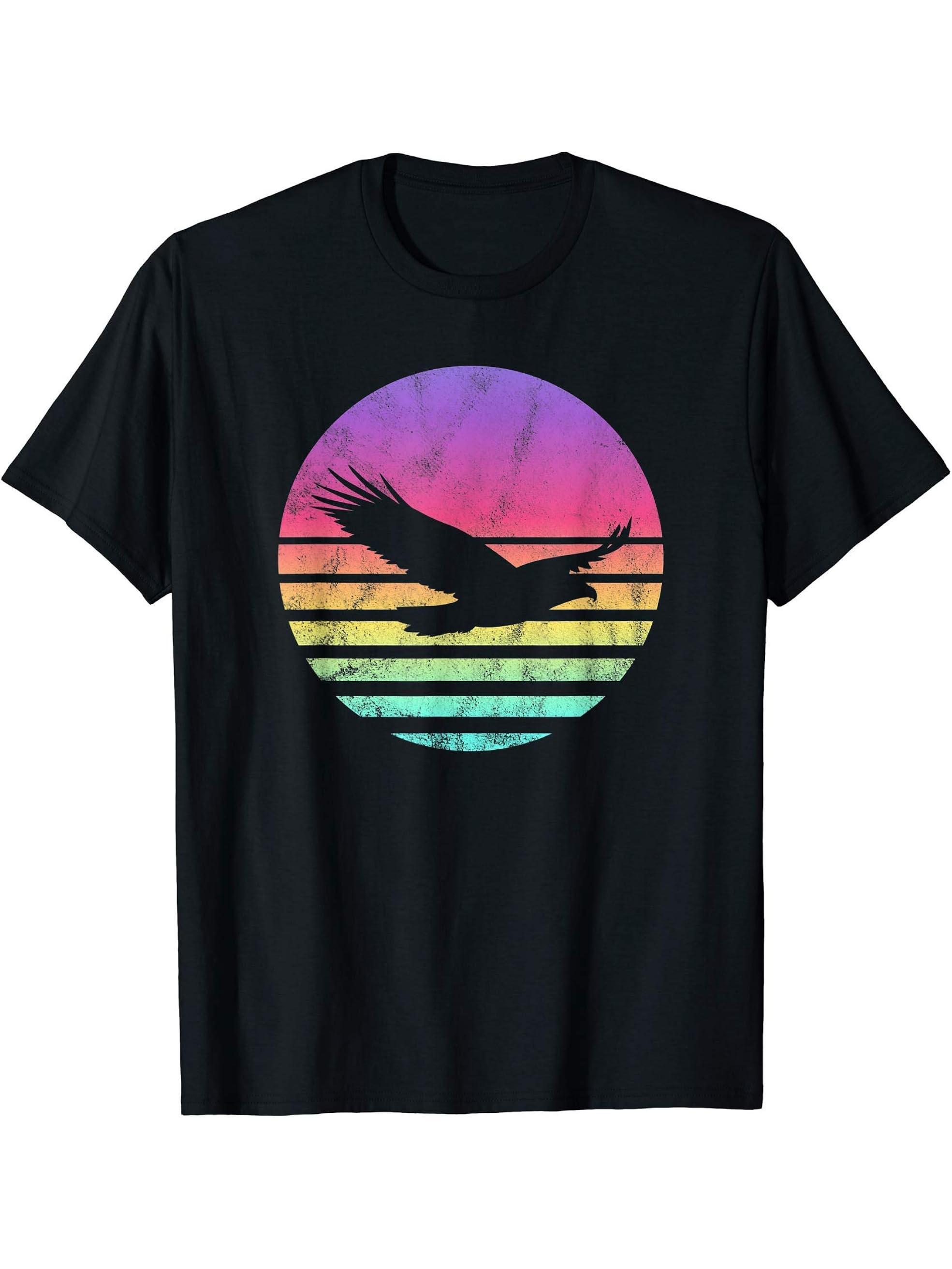 Classic Bald Eagle Gift Graphic T-Shirt 180G 100% Cotton Printed Round Neck Short-Sleeve T-Shirt, Gifts for Men Dad Husband Grandpa, S-XXXL, Black