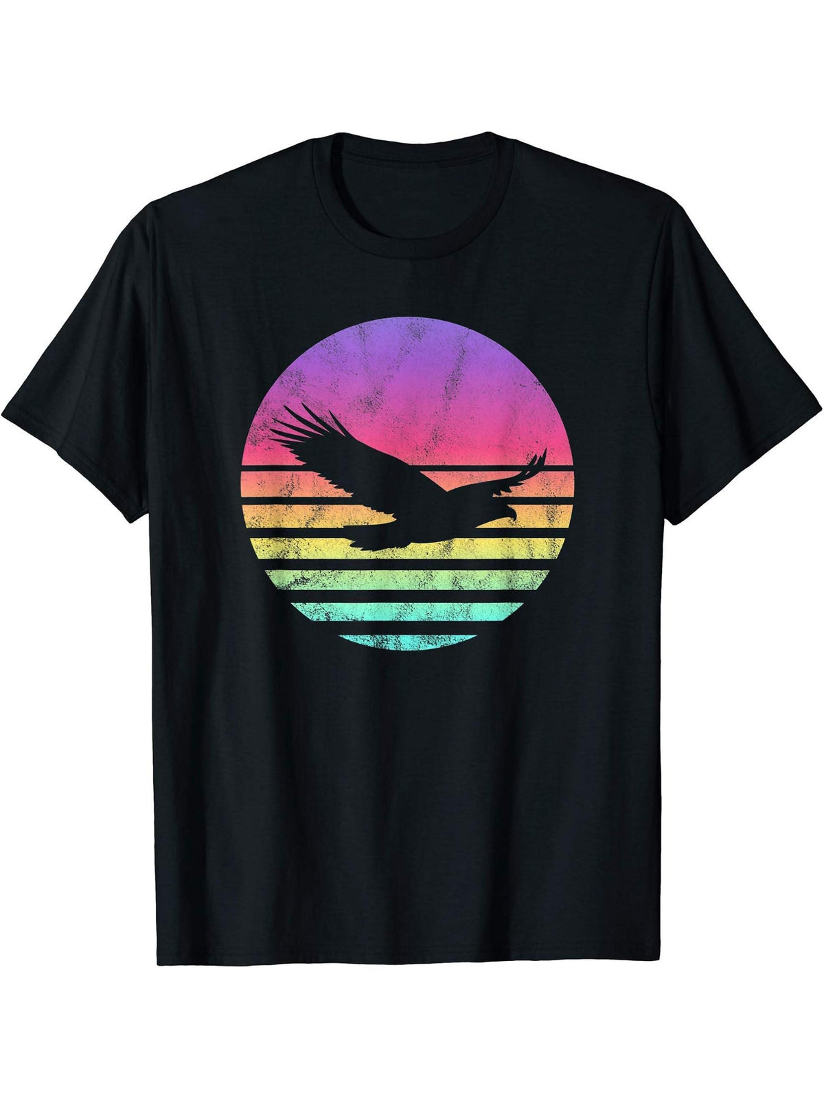 Classic Bald Eagle Gift Graphic T-Shirt 180G 100% Cotton Printed Round Neck Short-Sleeve T-Shirt, Gifts for Men Dad Husband Grandpa, S-XXXL, Black