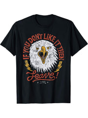 USA Patriotic Screaming Bald Eagle Tee T-Shirt 180G 100% Cotton Printed Round Neck Short-Sleeve T-Shirt, Gifts for Men Dad Husband Grandpa, S-XXXL, Black