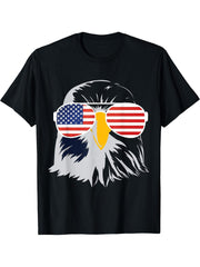 Patriotic American Bald Eagle Men's T-Shirt 180G 100% Cotton Printed Round Neck Short-Sleeve T-Shirt, Gifts for Men Dad Husband Grandpa, S-XXXL, Black