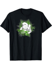 Bald Eagle. USA. Fractal. T-Shirt 180G 100% Cotton Printed Round Neck Short-Sleeve T-Shirt, Gifts for Men Dad Husband Grandpa, S-XXXL, Black