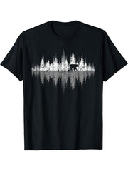 Trees Reflection Wildlife Nature Animal Bear Outdoor Forest T-Shirt 180G 100% Cotton Printed Round Neck Short-Sleeve T-Shirt, Gifts for Men Dad Husband Grandpa, S-XXXL, Black