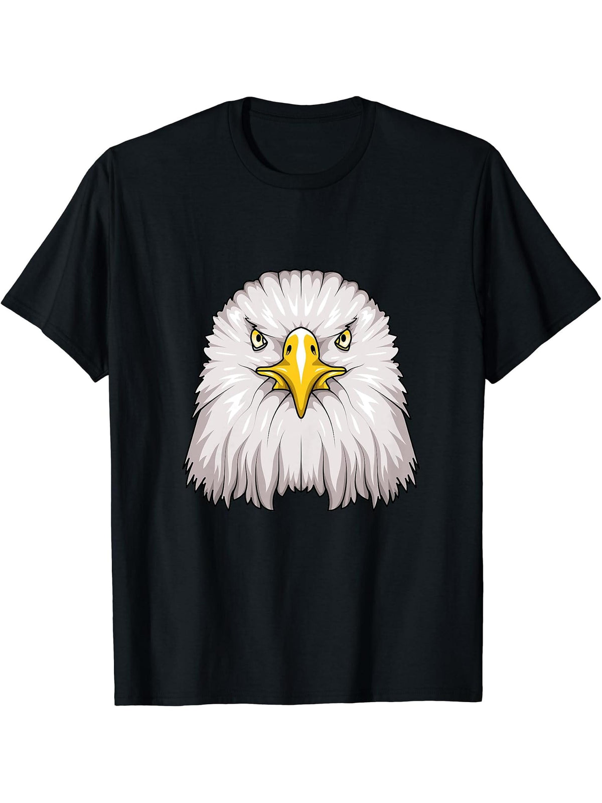 Bald Eagle Animal Head - Cute Bald Eagle Lover Women Men T-Shirt 180G 100% Cotton Printed Round Neck Short-Sleeve T-Shirt, Gifts for Men Dad Husband Grandpa, S-XXXL, Black
