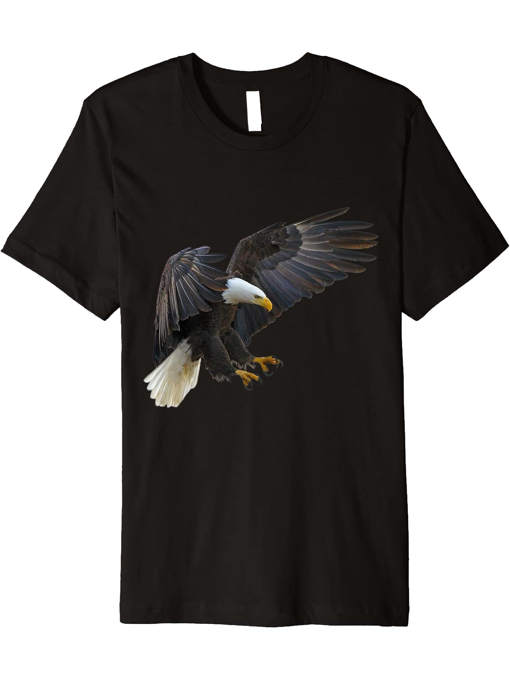 Bald Eagle Premium T-Shirt 180G 100% Cotton Printed Round Neck Short-Sleeve T-Shirt, Gifts for Men Dad Husband Grandpa, S-XXXL, Black