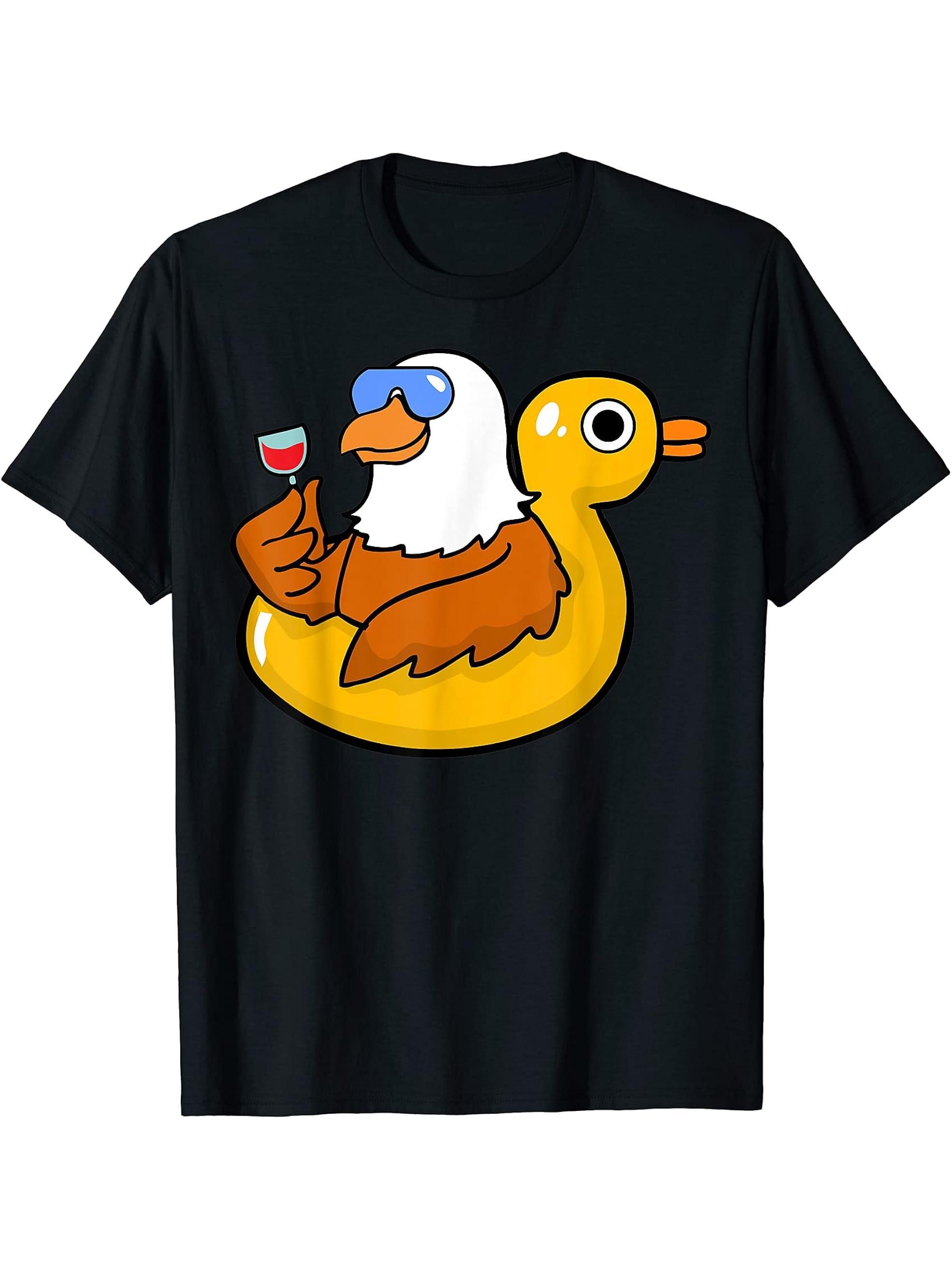 Vacay Mode Animal USA Bald Eagle Lover Family Vacation Beach T-Shirt 180G 100% Cotton Printed Round Neck Short-Sleeve T-Shirt, Gifts for Men Dad Husband Grandpa, S-XXXL, Black