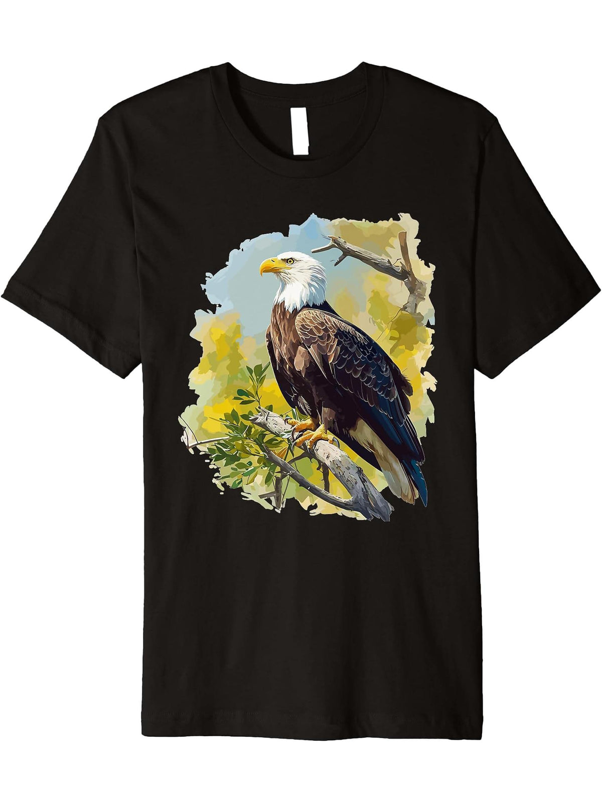 Bald Eagles Bald Eagle Premium T-Shirt 180G 100% Cotton Printed Round Neck Short-Sleeve T-Shirt, Gifts for Men Dad Husband Grandpa, S-XXXL, Black