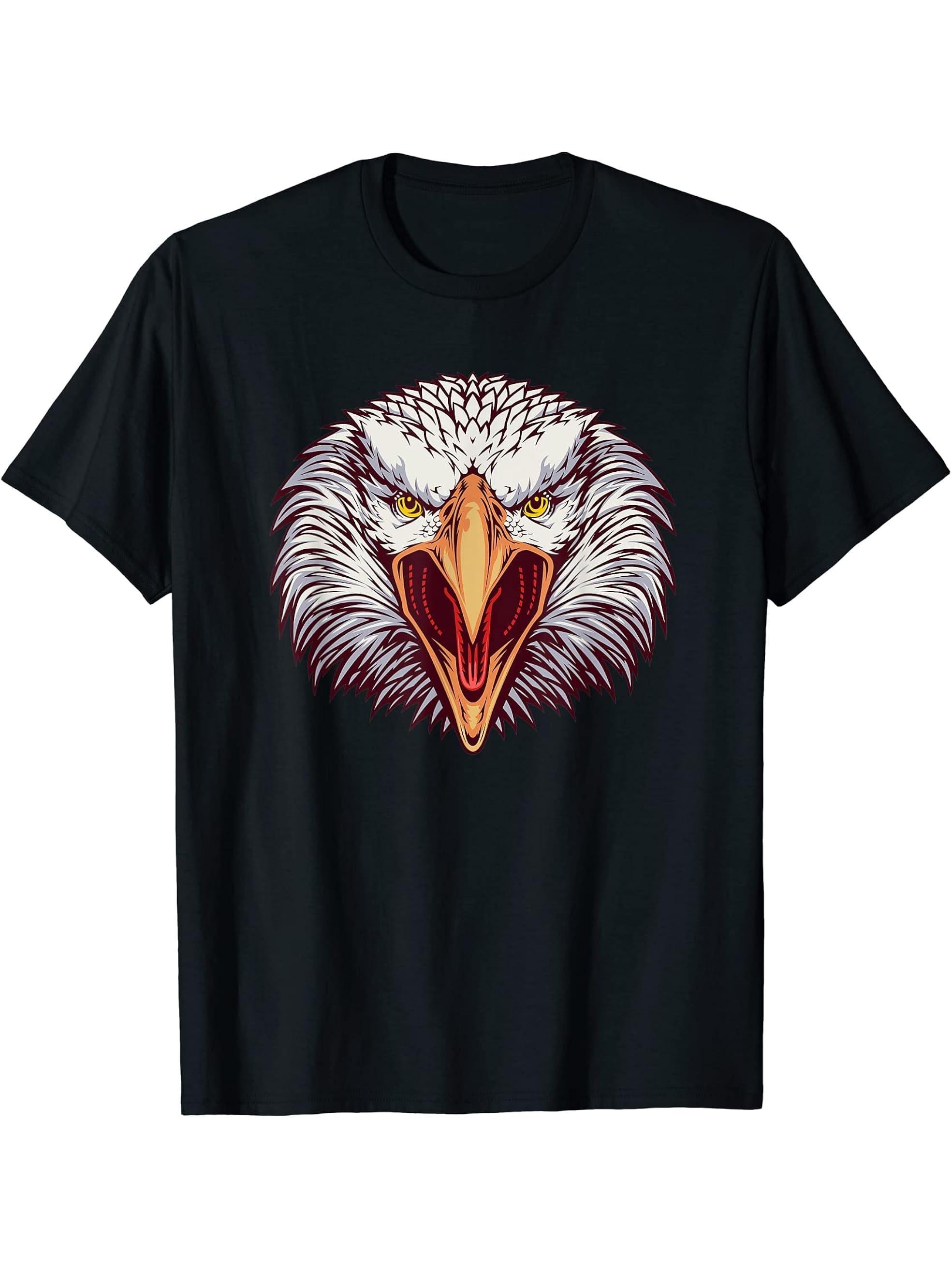 American Bald Eagle USA Shirt funny patriotic boys American T-Shirt 180G 100% Cotton Printed Round Neck Short-Sleeve T-Shirt, Gifts for Men Dad Husband Grandpa, S-XXXL, Black