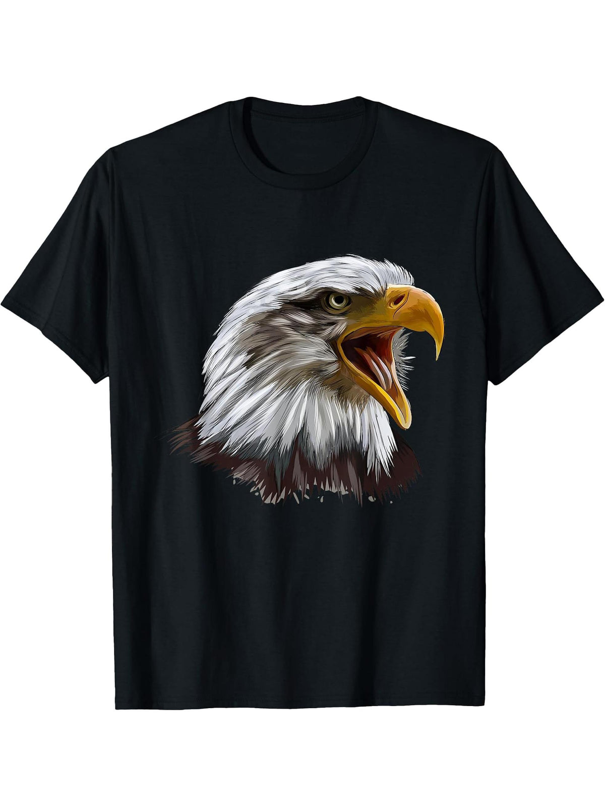 Bald Eagles Cool Design with a Bald Eagle T-Shirt 180G 100% Cotton Printed Round Neck Short-Sleeve T-Shirt, Gifts for Men Dad Husband Grandpa, S-XXXL, Black
