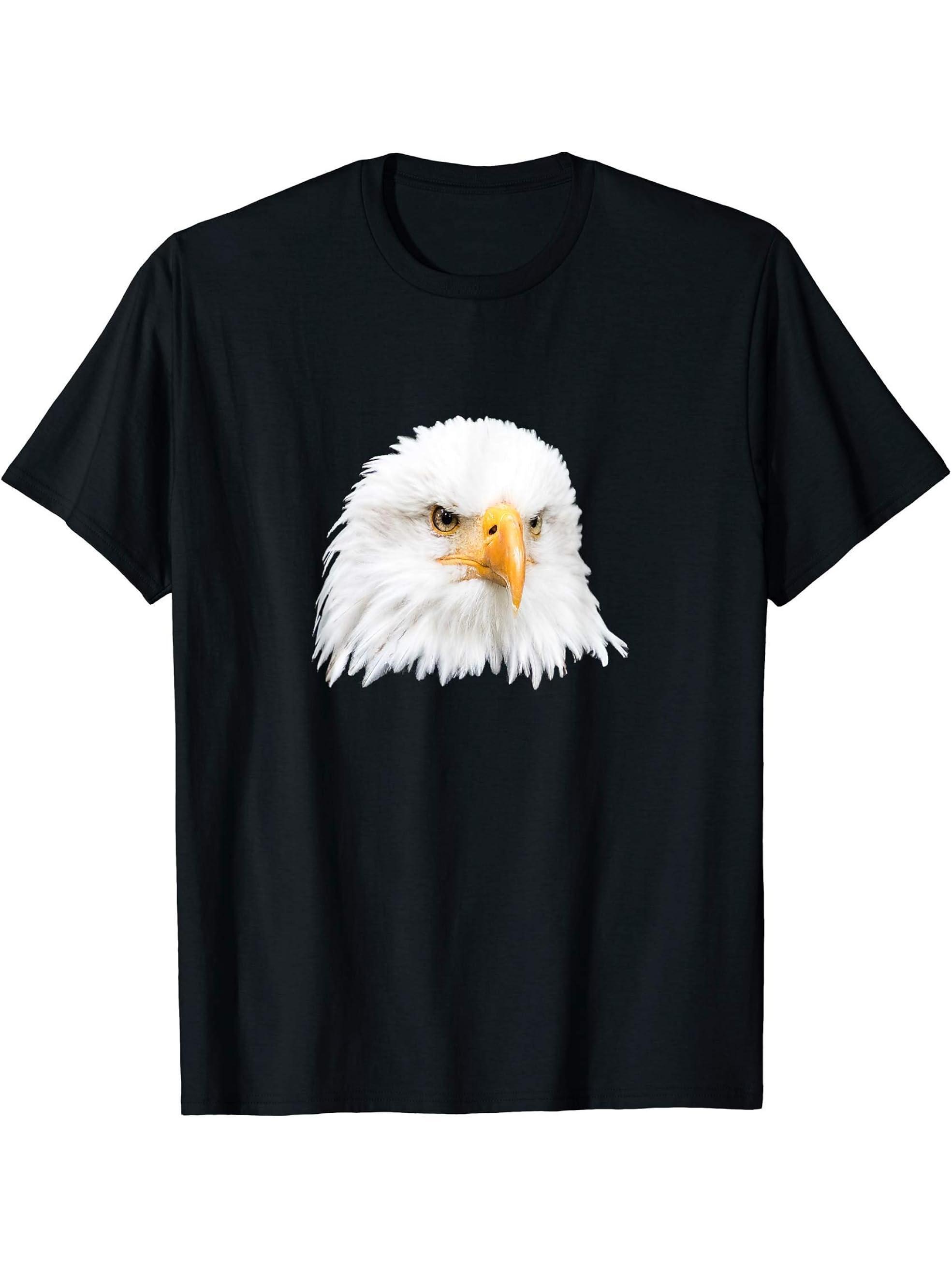 Gift Idea Eagle Photo Bald Eagle T-Shirt 180G 100% Cotton Printed Round Neck Short-Sleeve T-Shirt, Gifts for Men Dad Husband Grandpa, S-XXXL, Black