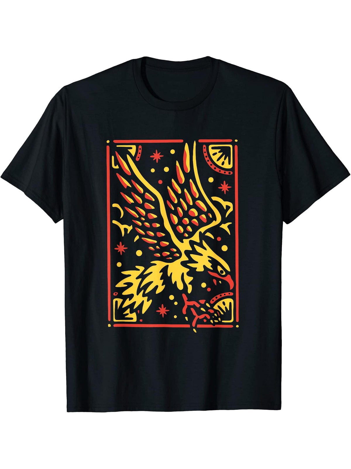 Flying Bald Eagle Mountain Sky Silhouette T-Shirt 180G 100% Cotton Printed Round Neck Short-Sleeve T-Shirt, Gifts for Men Dad Husband Grandpa, S-XXXL, Black