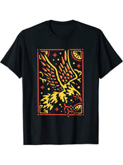 Flying Bald Eagle Mountain Sky Silhouette T-Shirt 180G 100% Cotton Printed Round Neck Short-Sleeve T-Shirt, Gifts for Men Dad Husband Grandpa, S-XXXL, Black