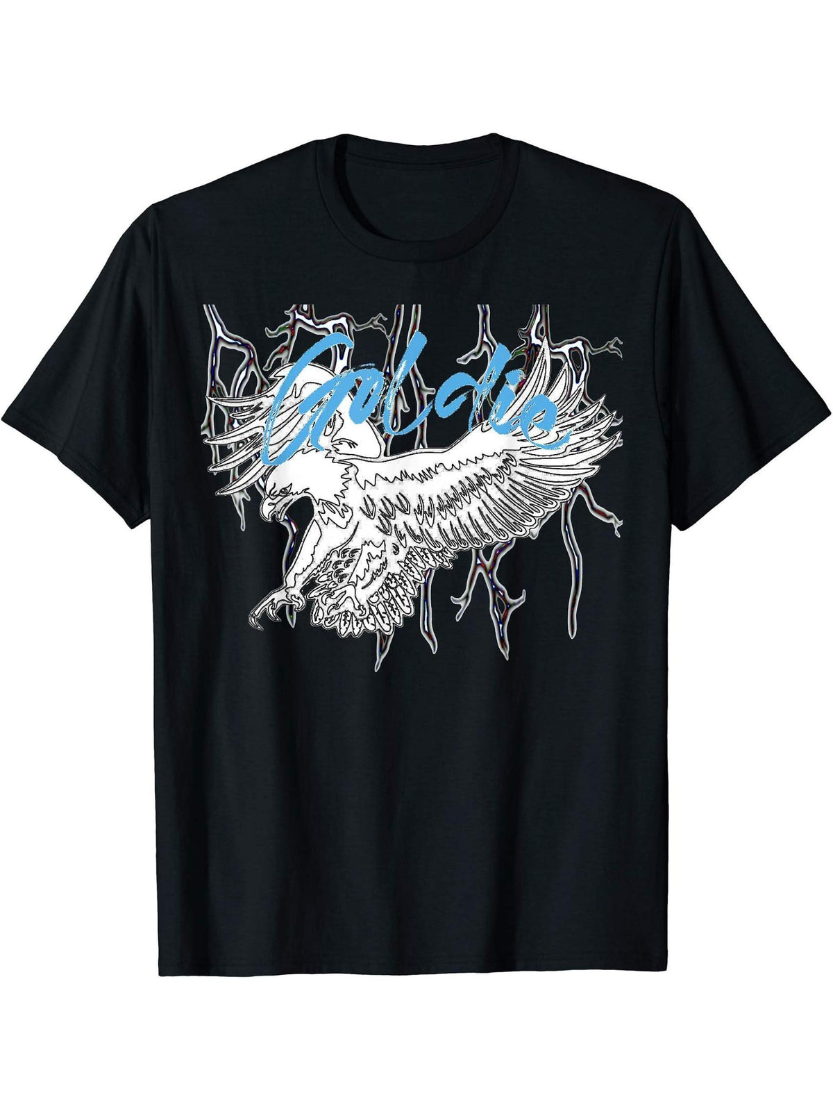 Vintage Style - Bald Eagle Lightening T-Shirt 180G 100% Cotton Printed Round Neck Short-Sleeve T-Shirt, Gifts for Men Dad Husband Grandpa, S-XXXL, Black