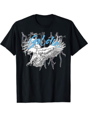 Vintage Style - Bald Eagle Lightening T-Shirt 180G 100% Cotton Printed Round Neck Short-Sleeve T-Shirt, Gifts for Men Dad Husband Grandpa, S-XXXL, Black