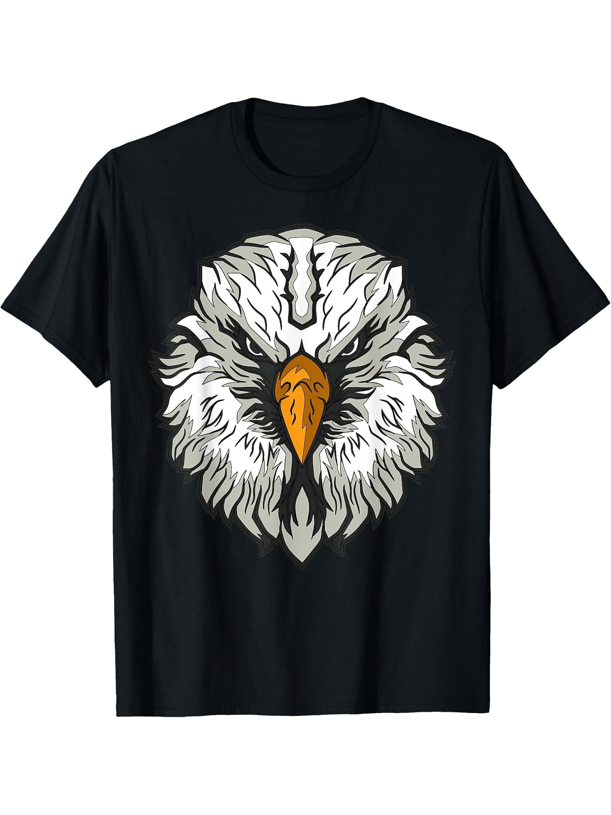 Eagle Head Graphic Intricate Bald Eagle Design T-Shirt 180G 100% Cotton Printed Round Neck Short-Sleeve T-Shirt, Gifts for Men Dad Husband Grandpa, S-XXXL, Black