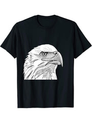 Bald Eagle Artwork T-Shirt 180G 100% Cotton Printed Round Neck Short-Sleeve T-Shirt, Gifts for Men Dad Husband Grandpa, S-XXXL, Black