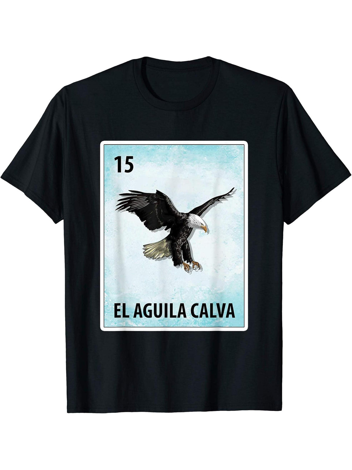 El Aguila Calva Mexican Bald Eagle Cards T-Shirt 180G 100% Cotton Printed Round Neck Short-Sleeve T-Shirt, Gifts for Men Dad Husband Grandpa, S-XXXL, Black