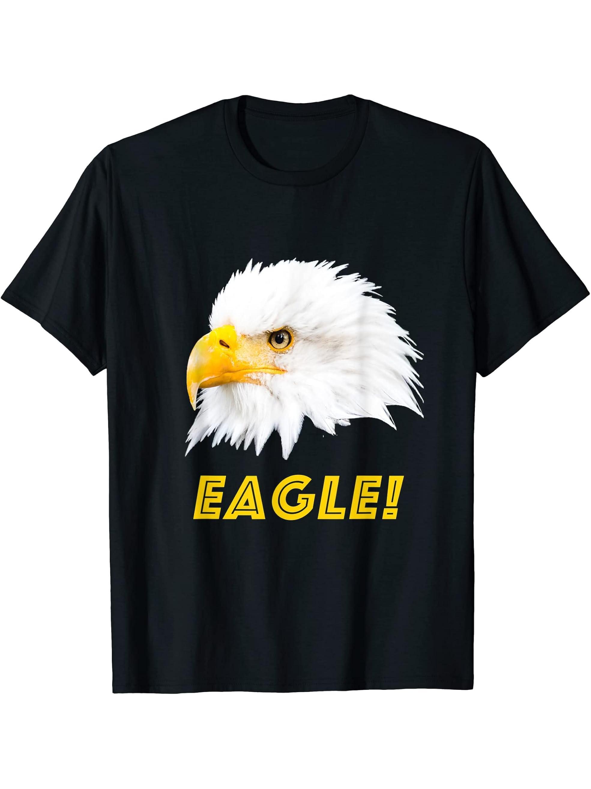 Gift Idea Eagle Photo Bald Eagle T-Shirt 180G 100% Cotton Printed Round Neck Short-Sleeve T-Shirt, Gifts for Men Dad Husband Grandpa, S-XXXL, Black