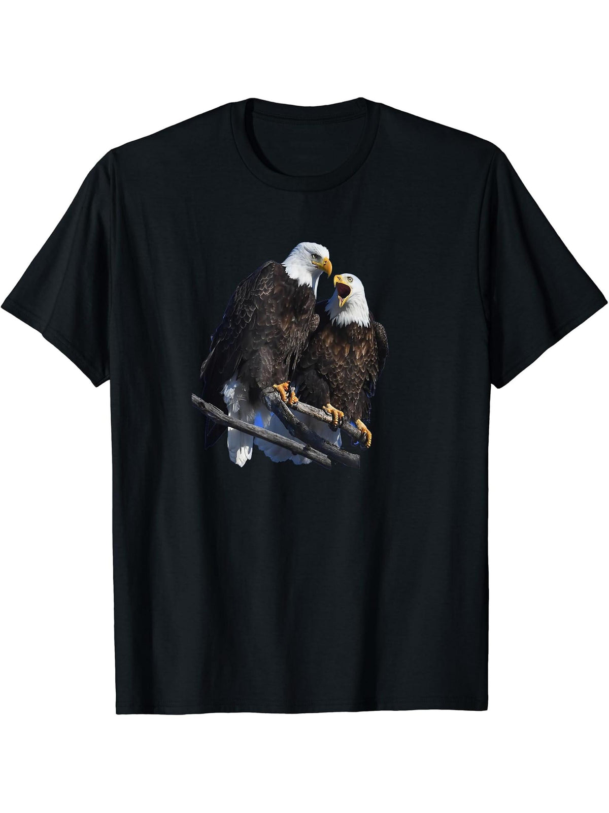 American Bald Eagles T-Shirt 180G 100% Cotton Printed Round Neck Short-Sleeve T-Shirt, Gifts for Men Dad Husband Grandpa, S-XXXL, Black