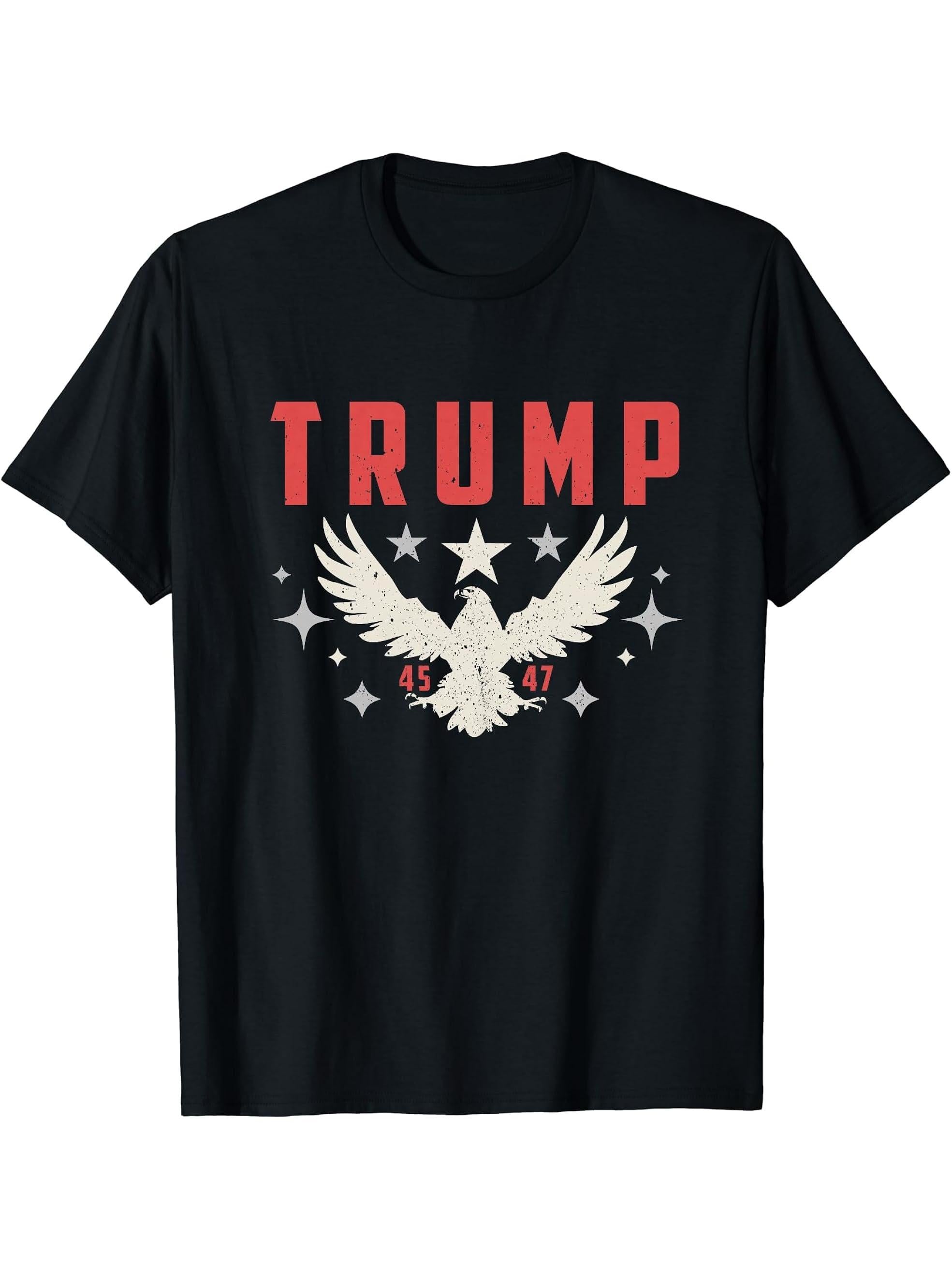 American Bald Eagle T-Shirt 180G 100% Cotton Printed Round Neck Short-Sleeve T-Shirt, Gifts for Men Dad Husband Grandpa, S-XXXL, Black