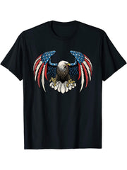 Majestic Flying American Bald Eagle T-Shirt 180G 100% Cotton Printed Round Neck Short-Sleeve T-Shirt, Gifts for Men Dad Husband Grandpa, S-XXXL, Black