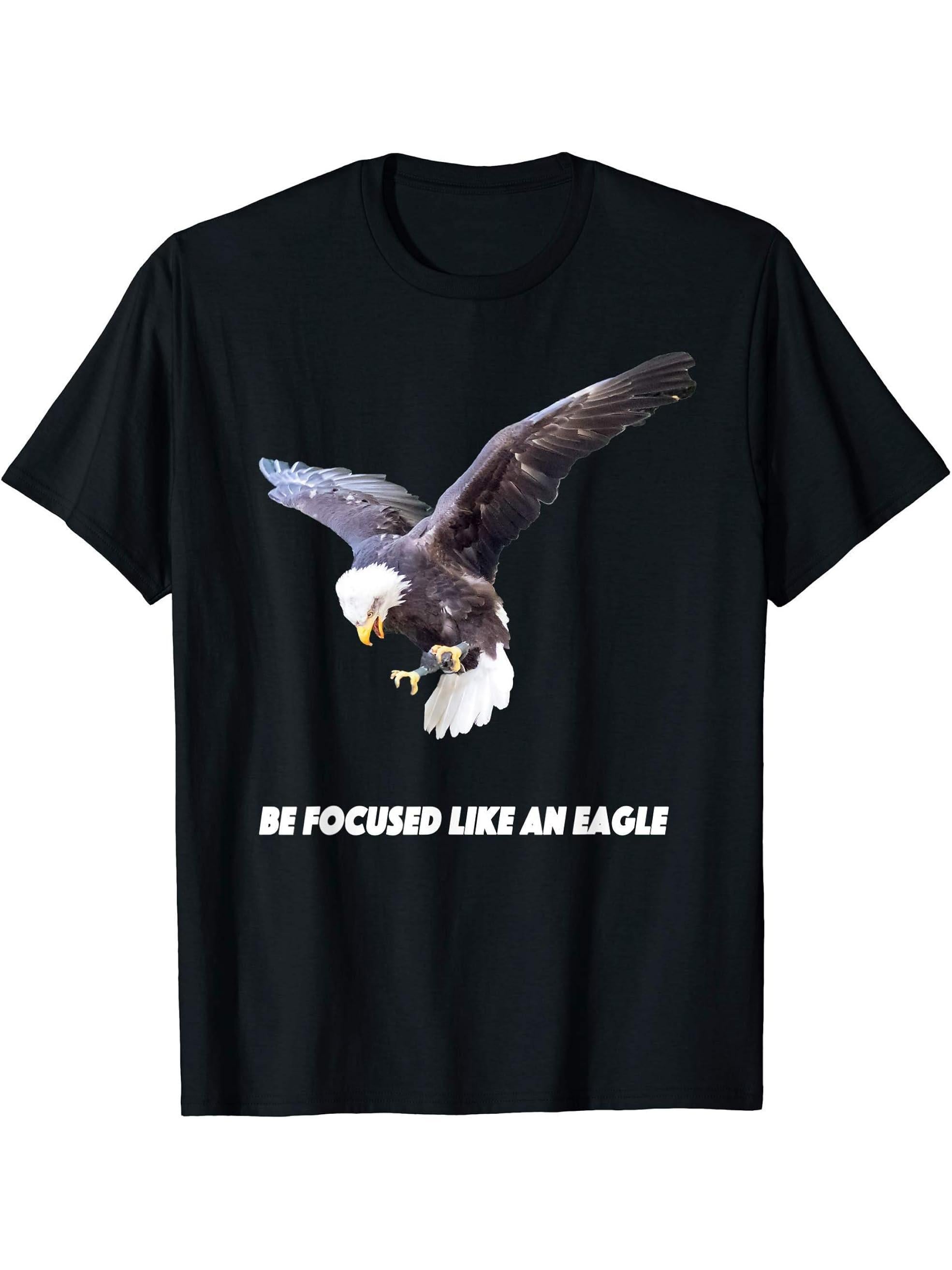 Gift Idea Bald Eagle T-Shirt 180G 100% Cotton Printed Round Neck Short-Sleeve T-Shirt, Gifts for Men Dad Husband Grandpa, S-XXXL, Black