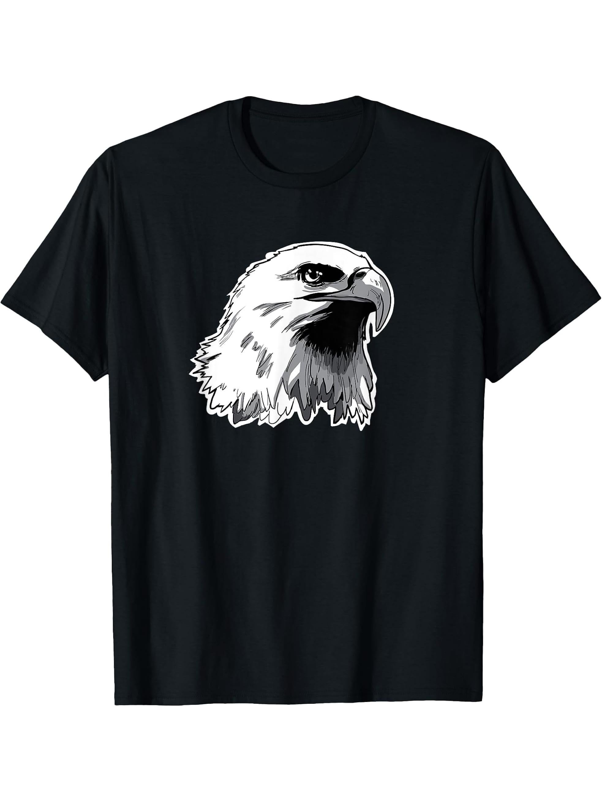American Bald Eagle novelty Patriotic Bald Eagle Face T-Shirt 180G 100% Cotton Printed Round Neck Short-Sleeve T-Shirt, Gifts for Men Dad Husband Grandpa, S-XXXL, Black