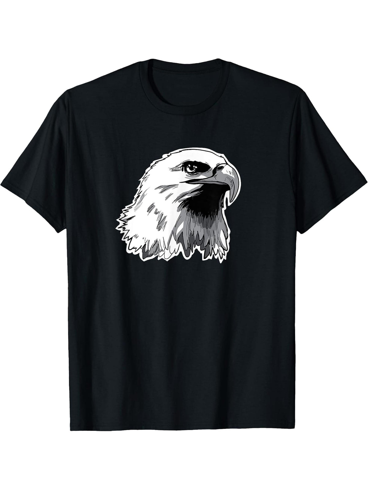 American Bald Eagle novelty Patriotic Bald Eagle Face T-Shirt 180G 100% Cotton Printed Round Neck Short-Sleeve T-Shirt, Gifts for Men Dad Husband Grandpa, S-XXXL, Black