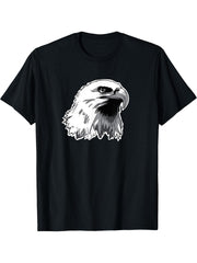 American Bald Eagle novelty Patriotic Bald Eagle Face T-Shirt 180G 100% Cotton Printed Round Neck Short-Sleeve T-Shirt, Gifts for Men Dad Husband Grandpa, S-XXXL, Black
