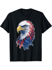 Independence Eagle Patriotic American Flag Glory Bald Eagle- T-Shirt 180G 100% Cotton Printed Round Neck Short-Sleeve T-Shirt, Gifts for Men Dad Husband Grandpa, S-XXXL, Black