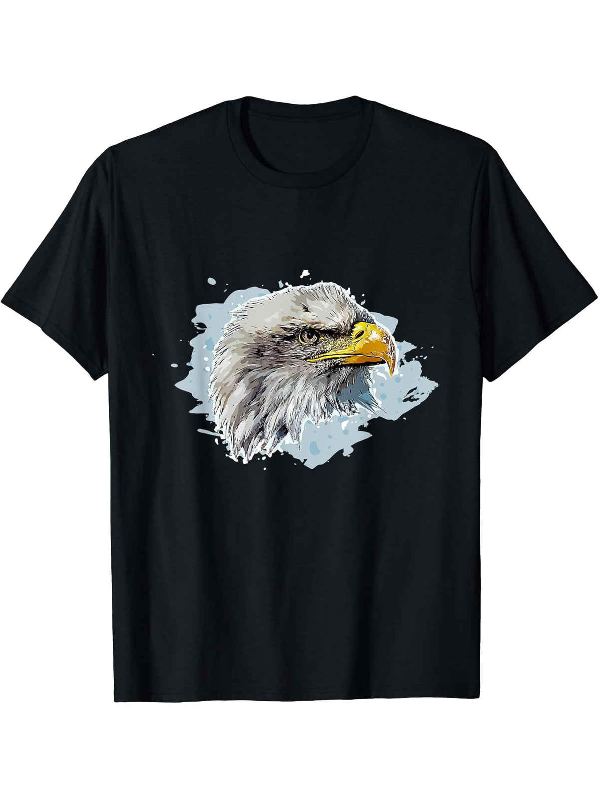 Cute Bald Eagle Head Black Art For Lovers Eagles Birds T-Shirt 180G 100% Cotton Printed Round Neck Short-Sleeve T-Shirt, Gifts for Men Dad Husband Grandpa, S-XXXL, Black