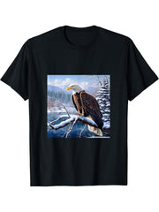 Eagle Bald Winter T-Shirt 180G 100% Cotton Printed Round Neck Short-Sleeve T-Shirt, Gifts for Men Dad Husband Grandpa, S-XXXL, Black