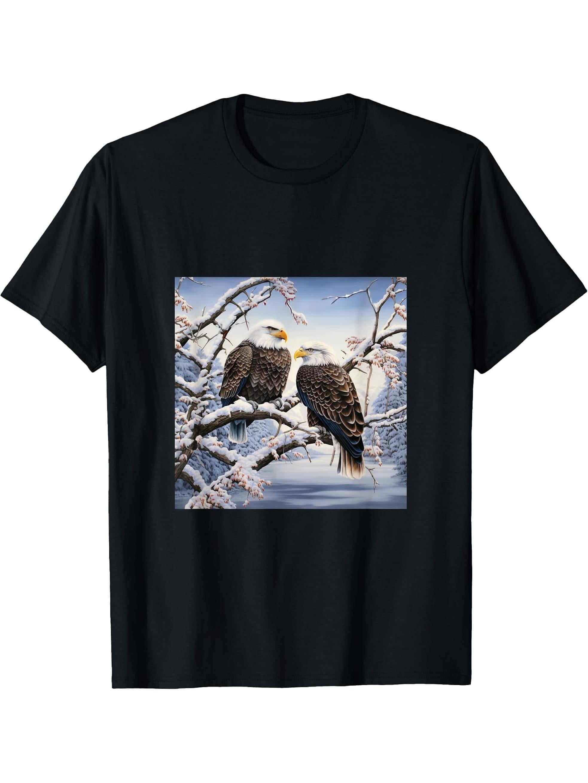 Eagle Bald Winter T-Shirt 180G 100% Cotton Printed Round Neck Short-Sleeve T-Shirt, Gifts for Men Dad Husband Grandpa, S-XXXL, Black